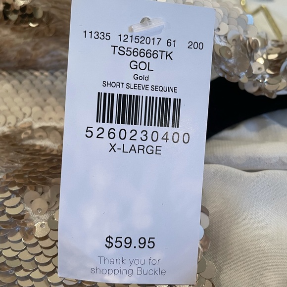 Gold Sequin Party Top, Buckle, size XL - Picture 6 of 10